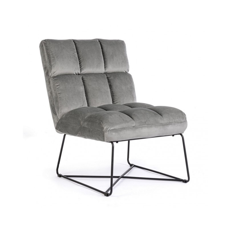 FAUTEUIL EN VELOURS GRIS LIZZIE