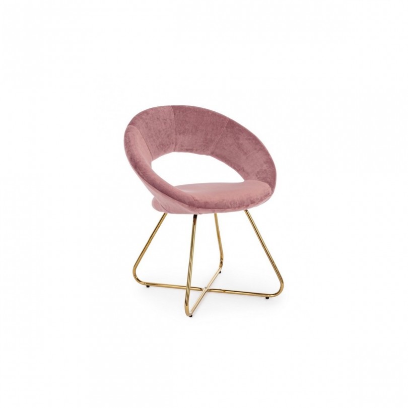 FAUTEUIL VANITY VELOURS ROSE OR