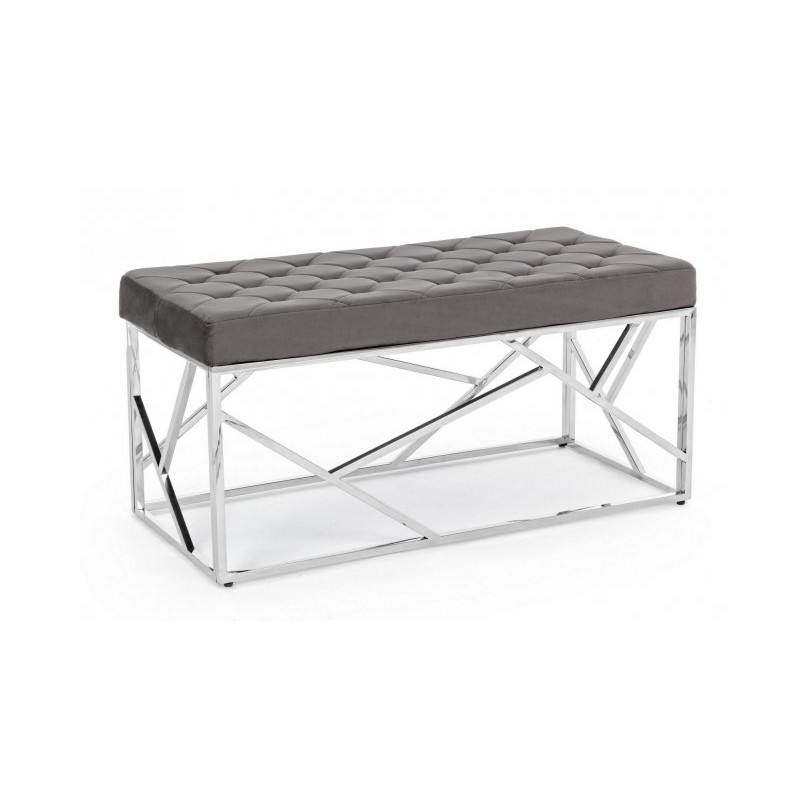 RAYAN GRAY VELVET BENCH 97X44